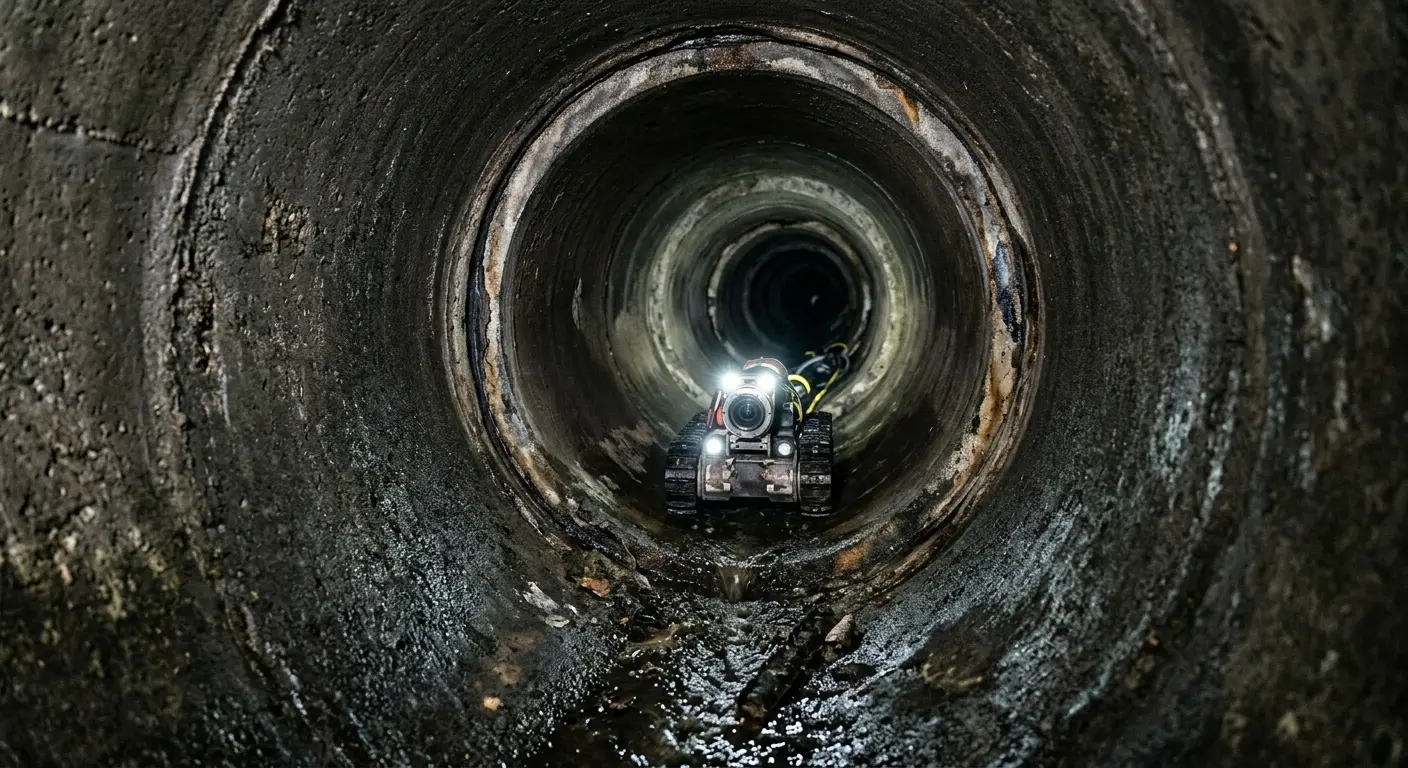 Robotic sewer camera inspecting pipe interior for Sewer Line Repair in Philipstown